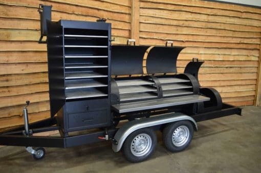 Bbq smoker trailer 26 inch 2 deurs BBQ trailers voor grotere groepen mensen 7
